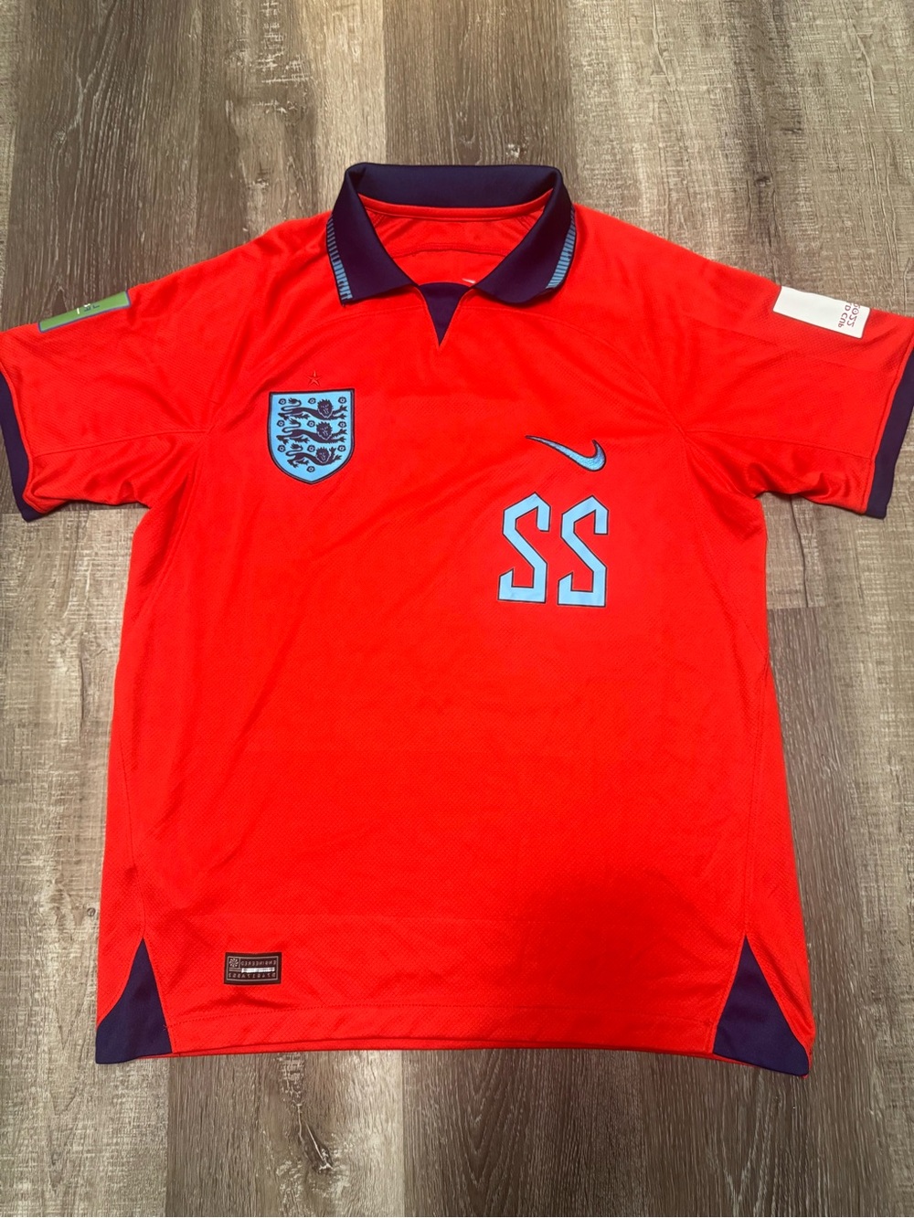 England national team Nike Red Short-Sleeve Soccer Jersey with Navy Trim